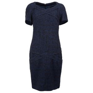CHANEL Blue Tweed dress with pockets Size 42